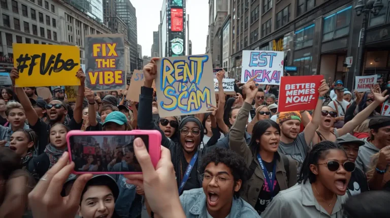 Gen z protest memes rent vibe